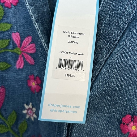 SOLD: NWT Draper James Cecilia Embroidered shirt dress - Picture 4 of 8